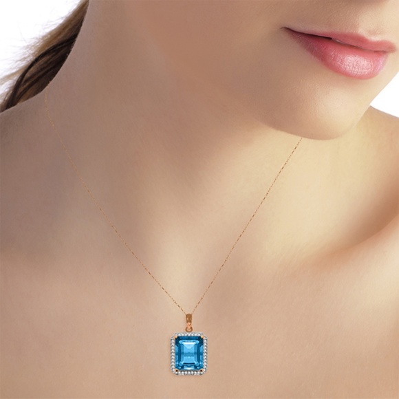 NECKLACE WITH NATURAL DIAMONDS & BLUE TOPAZ